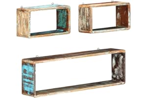 ‎VIDAXL vidaXL 3X Würfel Wandregal Recyceltes Massivholz Lounge Cube CD Regal Holzregal Bücherregal Würfelregal Wandboard Schwebegregal Regalwürfel