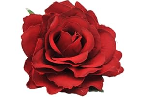 Frcolor 2 in 1 grande fiore artificiale del fiore della clip di capelli del pettine dei capelli del fiore spilla per le donne Party (rosso opaco)