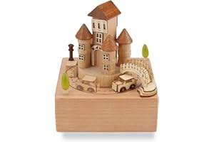 Carousel Carousel, AIMMIE Castle Carillon con Smart Castle e Mini Moving Magnetic Car Musical Crafts Carillon in legno Decorazione della casa Compleanno Regalo di Natale per amante Amico Bambini Donna
