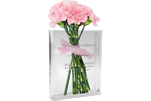 quiodok Clear Book Vase, Clear Book Type Vase, Book Vase for Flowers, Book Vase Acrylic, Tranaparent Book Shaped Vase for Flower Arrangements Centrepieces and Home Decoration