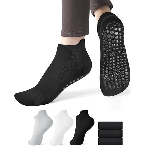 4 Paar Rutschfeste Yoga Socken Damen - Anti-Rutsch Socken Größe 38-42