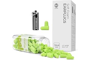 ERM TOOL Tappi per le Orecchie in Spugna Schiuma,Tappi per le Orecchie con Cancellazione del Rumore per Dormire,SNR più Alto di 38 dB,Taglia Unica per Russare, Studiare, Viaggiare, Moto, Rumori 60 Paia Giallo