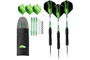 Crazy-M Steel Dartpfeile 22 Gramm Steel Tip Dartpfeile Set mit pu Case, Aluminium Wellen, Schwarz Beschichtete Metallfässer, PET-Flüge,