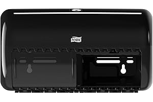 Tork 557008 Dispenser doppio rotolo di Carta Igienica tradizionale, sistema T4, 15,8 cm x 28,6 cm x 15,3 cm (altez. x largh. x profon.), Elevation Design, colore nero, plastica