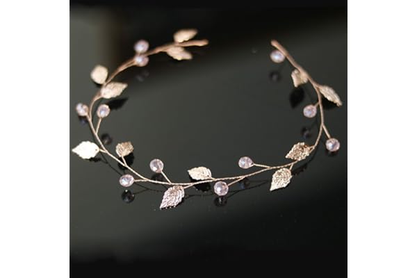 Handmadejewelrylady - Serre-tête pour mariage en strass, or rose, cristal, coiffe de mariage, accessoires de mariage, accessoires de cheveux pour soirées, fêtes, mariages.