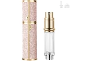 LOPHE Perfume Travel Bottle, 5ML Luxurious Perfume Atomiser Refillable, Shining Perfume Spray Bottle, Easy to Refill Perfume Atomiser for Women Men (Pink)