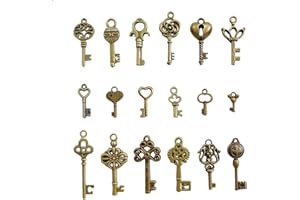 Moguri 18 Stück mini Schlüssel Deko Vintage Mixed Alte Antike Deko Halskette Anhänger klassische Dekoration Schlüssel Hochzeit