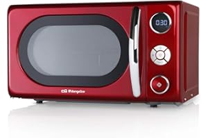 Orbegozo MIG 2042 - Microondas con grill, 20 litros de capacidad, 10 niveles de potencia, 8 menús automáticos preconfigurados, sistema de cocción multifunción, display digital LED, Rojo