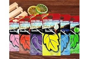 Jungledragon 6x Auto Car Shine Paper Hanging Car Perfume Leaf Shape Shipping Air Freshener, Car Fresheners, Home, Office, Strawberry, Jasmine, Apple Scent, Lavender, Vanilla, Car Fragrance