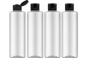 Gebrazy Juego De Botellas De Viaje De 250 ml Con Tapa Abatible (4 Unidades), Botella De Viaje, Botellas De Plastico Para Cosméticos, Gel Ducha, Champú, Para Cosméticos (Transparente)
