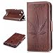 Produktbild Lonchee Xiaomi Redmi 3s Wallet Tasche Brieftasche Schutzhülle , Ahornblatt geprägtes Muster Design Hochwertige PU Leder Folio Tasche Case Hülle im Bookstyle mit Standfunktion Kredit Kartenfächer (braun)