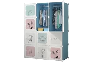 MAGIC SELECT Children's Modular Wardrobe, Module Shelving, Children's Wardrobe, Modular Organizer, Storage Shelf for Home, 12 Modules, 140x105 cm