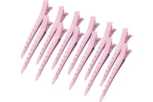 PNYXEASS 24Pcs Duck Billed Hair Clips for Styling Sectioning, Metal Hair Clips for Women Long Hair, Metal Alligator Curl Clips for Hair Roller Salon(Pink)