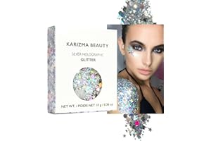 Silver Holographic Chunky Glitter ✮ KARIZMA BEAUTY ✮ Festival Glitter Cosmetic Face Body Hair Nails