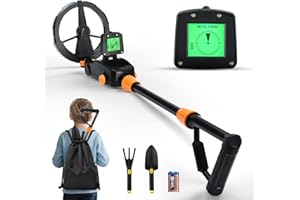 Kids Metal Detector, Ovshnrr IP68 Waterproof & Lightweight Metal Detectors with LCD & Sound Indication, High Sensitivity Metal Detector for Kids with Shovel, Rake and Backpack for Treasure Seeking
