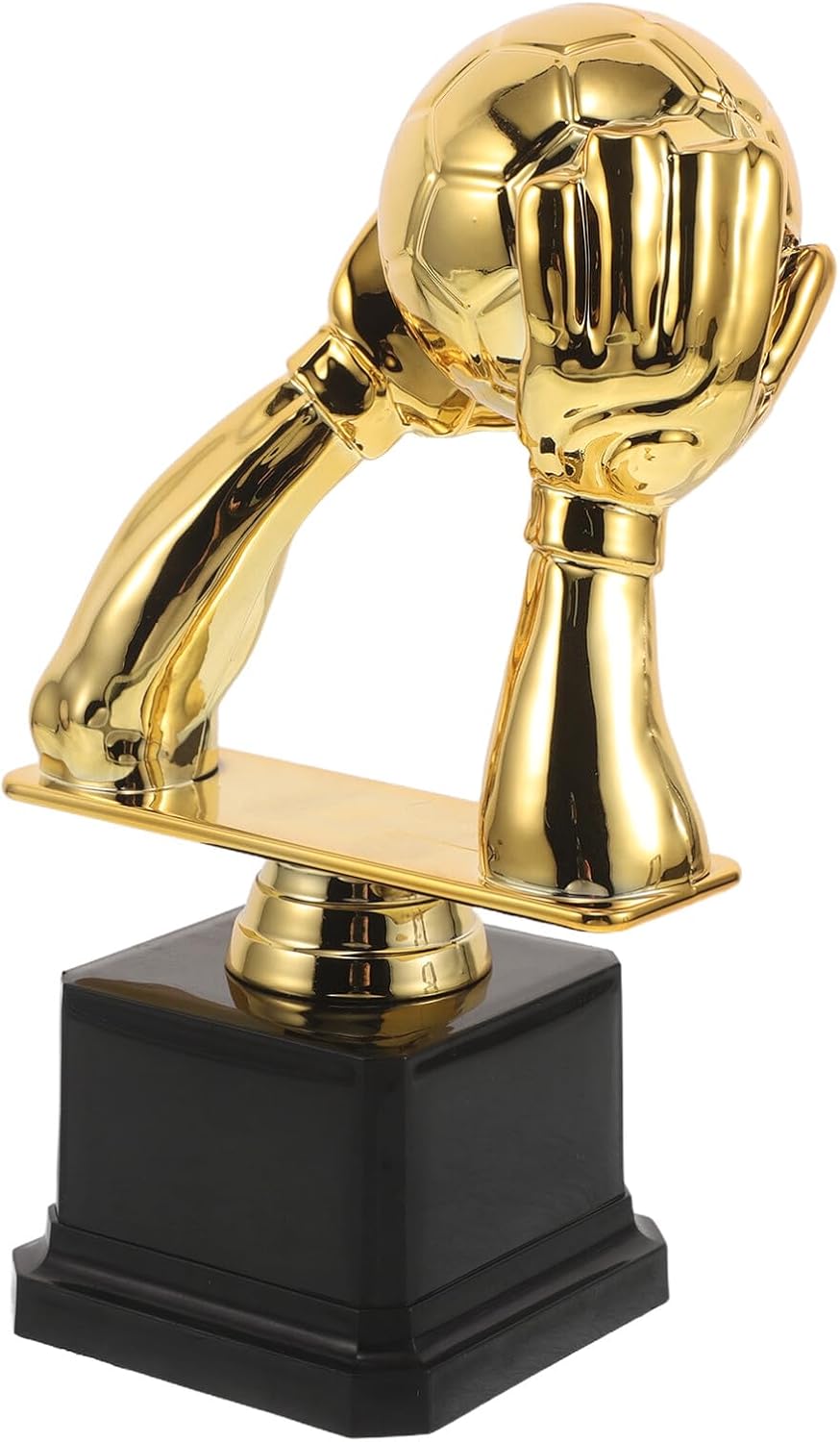 Toyvian Trofeo de Guantes de Oro para Portero de Fútbol, Trofeo Pequeño de Plástico Base, Obsequio Deportivo para Campeonatos y Competiciones, Recuerdo para Fanáticos y Equipo