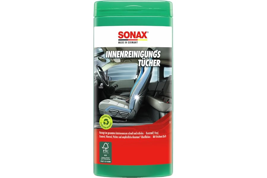 Produktabbildung zu SONAX InnenReinigungsTücher Box (25 Stück) | zur schnellen, einfachen und gründlichen Reinigung aller Flächen im Fahrzeuginnenraum