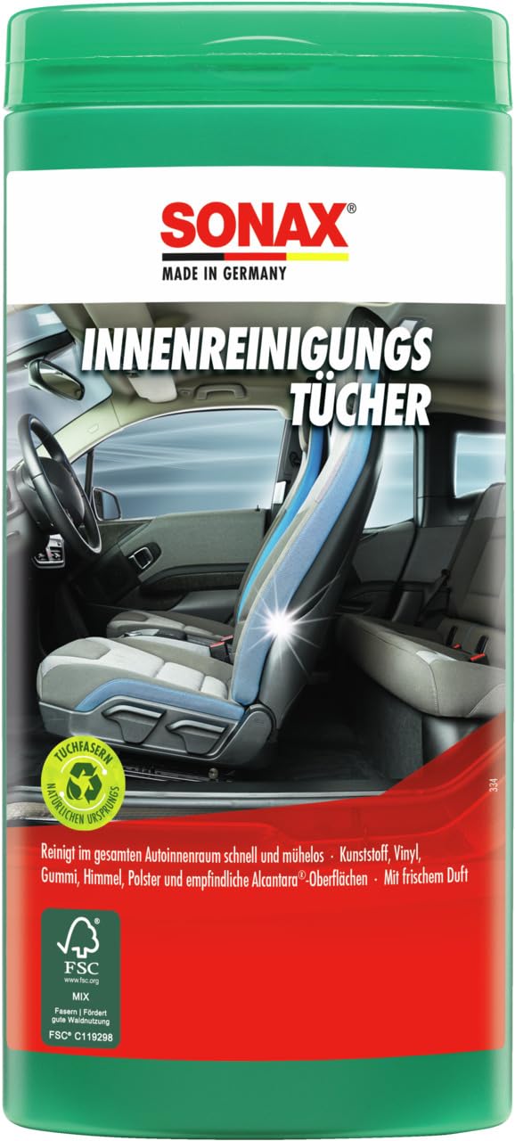 SONAX InnenReinigungsTücher Box (25 Stück) | zur schnellen, einfachen und gründlichen Reinigung aller Flächen im Fahrzeuginnenraum