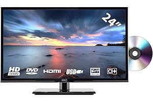 HKC 24C2NBD téléviseur LED 24 Pouces (TV 61cm), avec Lecteur DVD intégré, Dolby Audio, Triple Tuner (DVB-C/T / T2 / S / S2), CI+, HDMI, USB, VGA, Connexion Moniteur PC