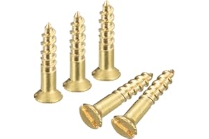 sourcing map Brass Wood Screws, 30Pcs M2 x 10mm Slotted Drive Flat Head Self Tapping Screw Countersunk for Woodworking Furniture