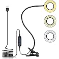 Tukzer 3.5" LED Selfie Ring Light |Flexible Arm Desk Mount Clamp for Live Stream, Makeup, Online Meetings, Recording, Photography, USB Reading Light | 3 Color 10 Brightness Level
