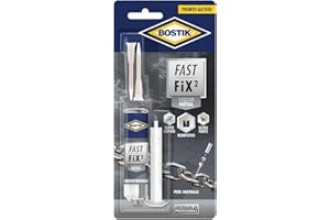 Bostik Fast Fix2 Liquid Metal Colle Bicomponenti Super Forte e Rapida, Pronta all'Uso, Per Metalli, 10g, Grigio