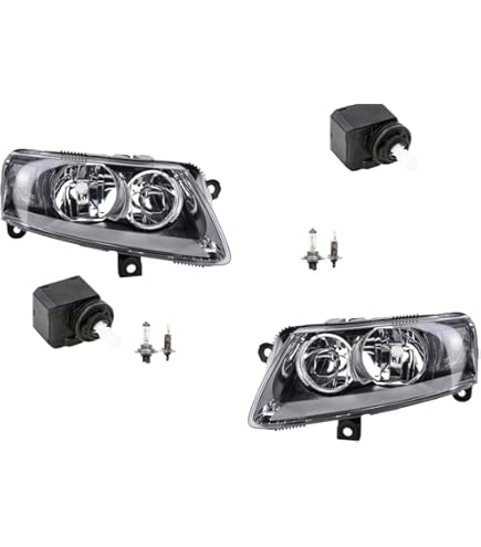 DM Autoteile VW Passat 3B/B5 Scheinwerfer Set - Klarglas Chrom Mit Nebelscheinwerfern H7/H4