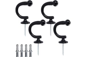 ENZYLUXE Curtains Tie Back Hooks, 4 PCS U Shaped Curtain Tie back Hooks for Curtain, Metal Ball End Tie Back Hook, Curtain Holder with Screw Holdbacks for Coat Keys Hanger Hook