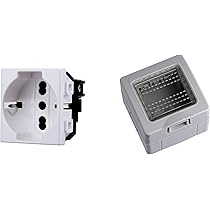Cassetta Elettrica Esterna IP55 Con 3 Prese - Presa Schuko E Bipasso, Kit Pronto Per Montaggio A Parete