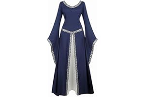 JOSAMOGRE Vestido Medieval Renacimiento Mujer Vintage Victoriano gotico Manga Larga de Llamarada Disfraz Princesa