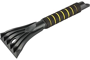 Walser Skrobaczka do szyb samochodowych, wytrzymała skrobaczka do szyb samochodowych z gumową krawędzią, skrobaczka zimowa z wyściełanym uchwytem, 30 x 10 cm, czarna