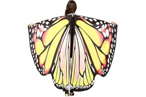 TMEOG Womens Girls Shawl Butterfly Wings Dance Party Photo Fairy Ladies Nymph Pixie Cosplay Accessory Cape Dresses Bikini Cover-Up