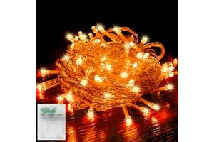 AebeChun Orange ljusslinga, batteridriven, 3 m, 30 LED-lampor, halloweenljusslinga med timerfunktion, för utomhus- och inomhusbruk, halloween, höst, jul, fest, pumpadekoration
