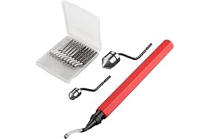 XUNTOP Sbavatore di Attrezzi Set con 10 Pezzi Lame di Rotanti 360°Rotazione Sbavatura Strumento Mano Utensile Manico in Metallo per Stampe 3D Tubi Plastica Alluminio Rame Acciaio e PVC