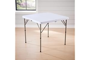 Home Source Square 86cm Folding Trestle Heavy Duty Table for Camping Catering BBQ Picnic Party Car Boot Sale, White