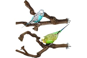 2 PCS Bird Perches Natural Wood CHUNLINLAODA-Bird Perch Stand Grape Stick Bir/d Perc/h Stand Toy Perch Accessories for Cage Bir/d Cage Perc/hes for Parrotlets Cockatiels Budgies Parakeets