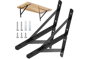 WEERSTONE 4 Stück Regalhalterungen Schwerlast-Träger 90 Grad Wand-Winkel Regalhalterung Metall Regalträger mit Schrauben Wand Regalträger Eisen Regalwinkel für Winkel Regal (300×190mm)，Schwarz