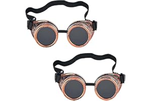 Tbczvx 2 Pcs Steampunk Goggles, Steampunk Glasses, Easy to Carry Dress-Up Accessories, Clothing Accessories Party Eyewear for Men Women Gothic Halloween Cosplay Party, Black