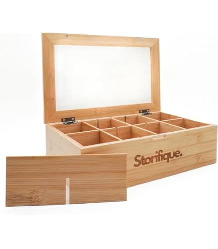 Kesper® | Theedoos, materiaal: FSC®-gecertificeerde bamboe – 6 vakken – met kijkvenster & retro-sluiting – theedoos voor opslag, afmetingen: 21,5 x 15 x 8,5 cm – zonder thee, kleur: zwart-natuur Kesper® | Theedoos, materiaal: FSC®-gecertificeerde bamboe – 6 vakken – met kijkvenster & retro-sluiting – theedoos voor opslag, afmetingen: 21,5 x 15 x 8,5 cm – zonder thee, kleur: zwart-natuur