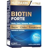 Nutraxin Biotin Forte &ndash; 5000 mcg Biotin, &Ccedil;inko, Bakır ve Selenyum İ&ccedil;eren Sa&ccedil;, Cilt ve Tırnak Tableti &ndash; 60 Tablet &ndash; Vegan