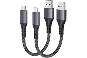 Maxonar Kabel USB C krótki 20cm/0,2M 2 paczki [dane 10 Gb/s] USB3.2 Gen2 Type C Android Auto Cable QC3.0 3A USB A do C Szybka ładowarka do Samsung Note20 Galaxy S21 Galaxy Z Flip5 Pixel 8 OnePlus11