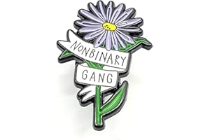 SNS COMPONENTS Distintivo per spilla smaltata in metallo non binario Pronomi di genere Fiore viola viola