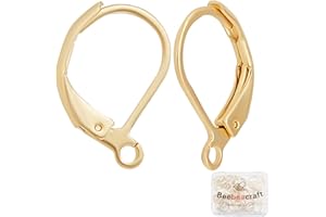 Beebeecraft 50 pièces/Boîte Boucles d'oreilles à Levier en Acier Inoxydable Plaqué Or 24K Français Crochets de Boucle d'oreille 15.5x10x1.5mm Interchangeables Dangle Oreille Fil Résultats