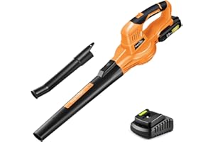 SnapFresh Soffiatore Elettrico Soffiatore a Batteria 20V Soffiatore per Foglie Parkside con Batteria e Caricabatterie 210 km/h 240m³/h / 2 Modalità /1,2kg per Foglie/Prato/Auto/Polvere (Arancione)