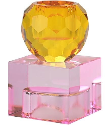 Sari, Kristallglas Kerzenhalter 11 cm Kugel gelb/grün/dunkelblau