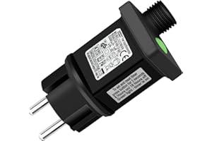 Yowin Enchufe Intermitente 31V 6W Transformador Luces Navidad, Transformador Luces Adaptador con Temporizador, 8 Modelos de Alimentador para Cortina Luzes Navidad Exterior Guirnalda Navidad
