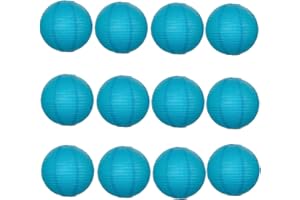 A Liittle Tree -12 PCs Round Paper Lanterns Wedding Party Christmas New Year (Blue, 8")