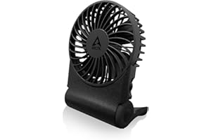 ‎ARCTIC ARCTIC Summair 2Go (Black) - Wentylator Kieszonkowy z Akumulatorem i Stojakiem, Bezstopniowa Regulacja Prędkości, Czas Pracy 4-70 h, Połączenie USB-C (w tym Kabel USB-A) - Czarny