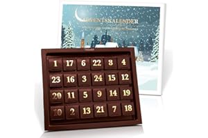 ‎PRALINENCLUB Pralinenbote Genussmanufaktur - Der Pralinen Adventskalender mit 24 exklusiven Pralinen ohne Alkohol - Weihnachtsdorf - Das edle Geschenk zu Weihnachten für Sie und Ihn