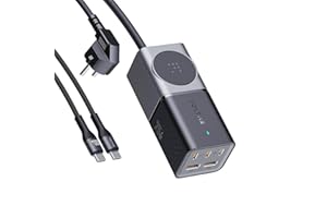 VOLTME VITO 75 EzTravel USB Caricabatterie Multipresa 75W Nero, Caricatore 6 Porte multiple Presa veloce con 1AC+2 porte USB+3 porte USB-C QC/PD GaN III, compatibile con laptop, MacBook, iPhone, ecc